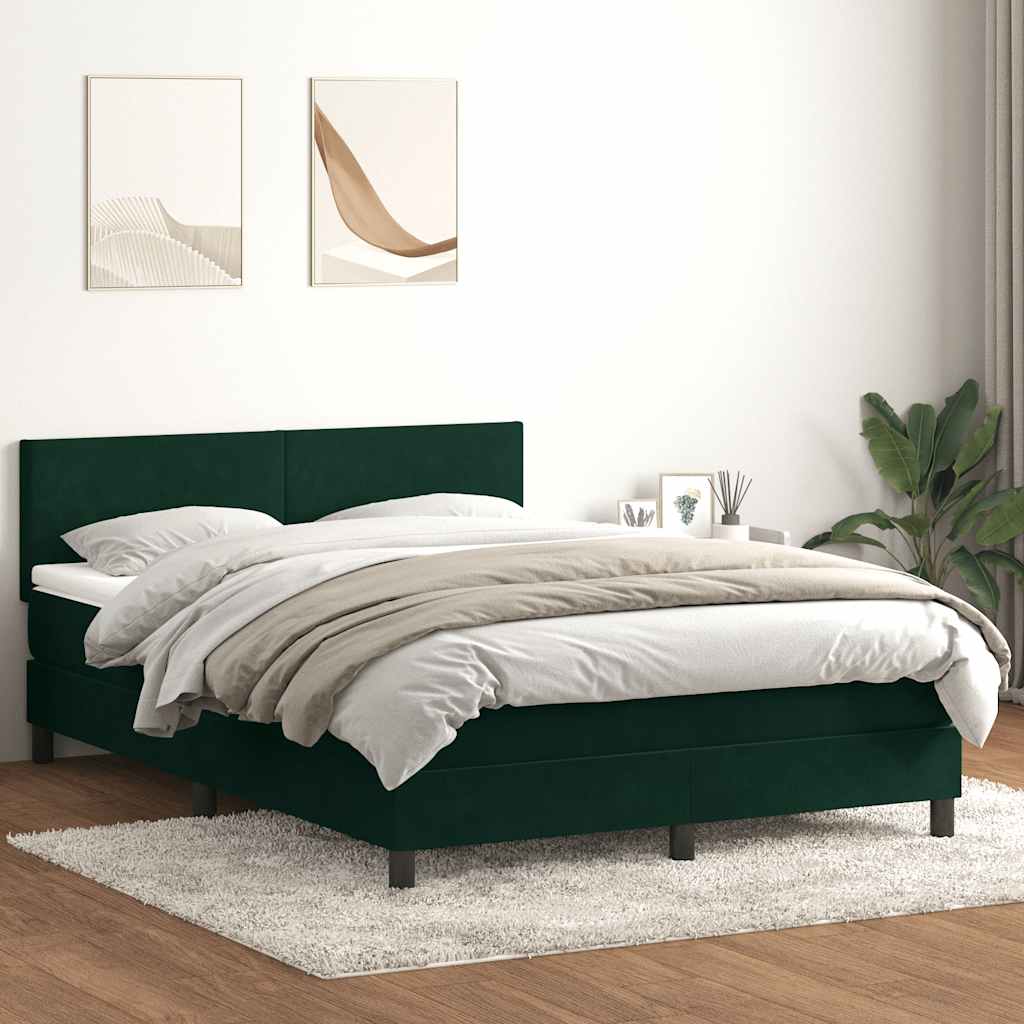 vidaXL Box Spring κρεβάτι με στρώμα σκούρο πράσινο 160x220cm Βελούδινο