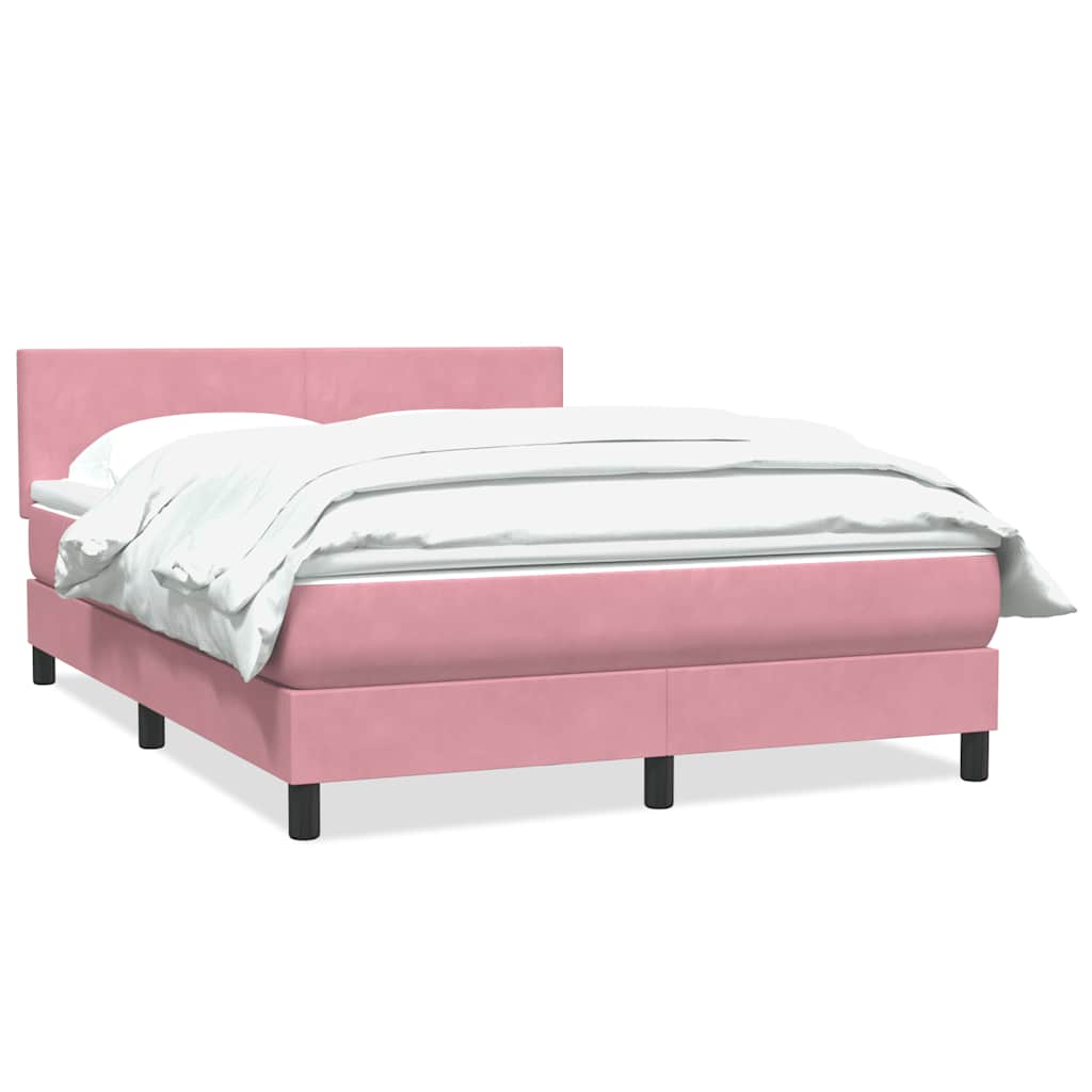 vidaXL Box Spring κρεβάτι με στρώμα ροζ 160x220 cm Βελούδινο