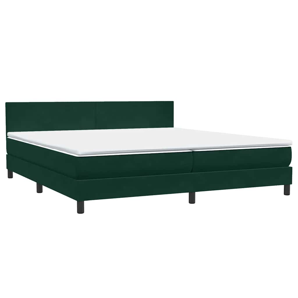 vidaXL Box Spring κρεβάτι με στρώμα σκούρο πράσινο 180x220cm Βελούδινο