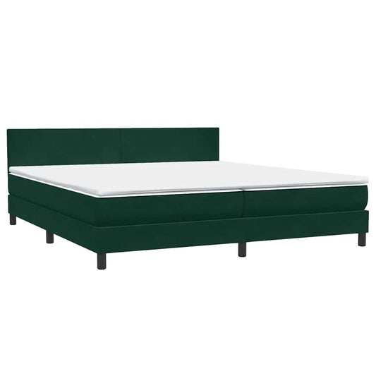vidaXL Box Spring κρεβάτι με στρώμα σκούρο πράσινο 180x220cm Βελούδινο