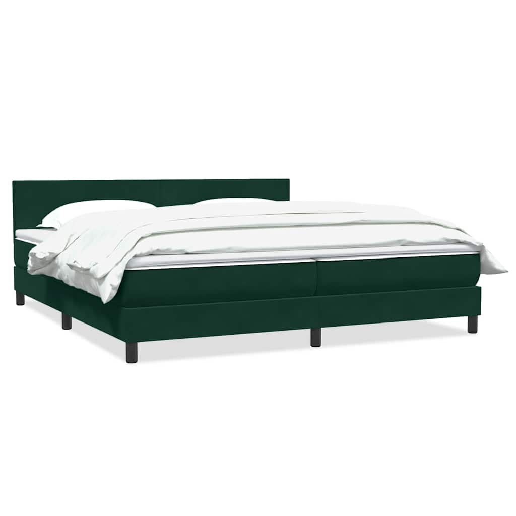 vidaXL Box Spring κρεβάτι με στρώμα σκούρο πράσινο 180x220cm Βελούδινο
