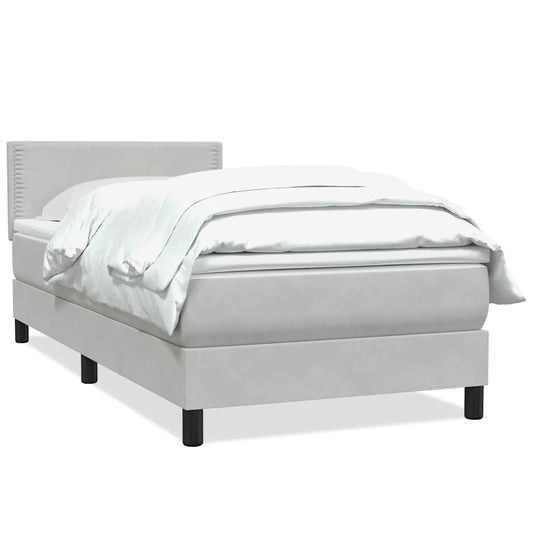 vidaXL Κρεβάτι Boxspring με Στρώμα Ανοιχτό Γκρι 80x210 εκ. Βελούδινο