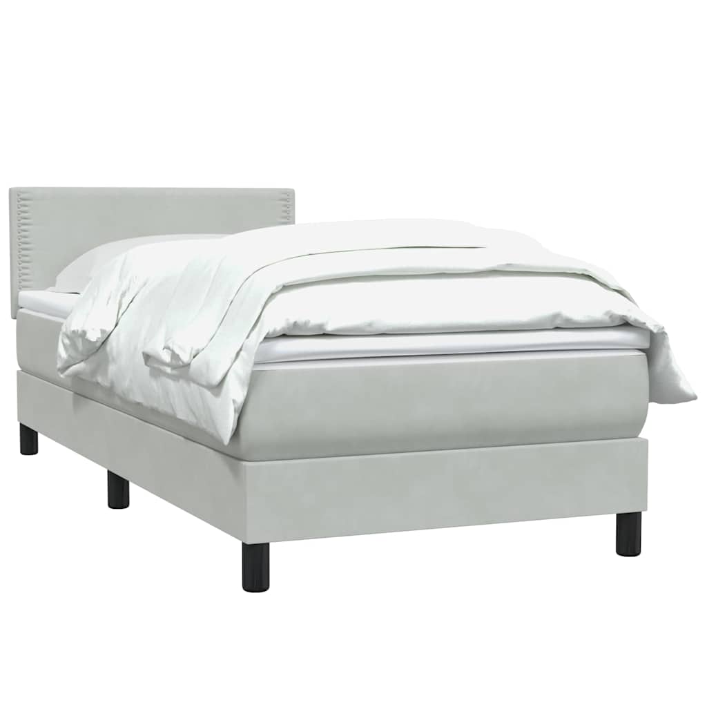 vidaXL Κρεβάτι Boxspring με Στρώμα Ανοιχτό Γκρι 80x210 εκ. Βελούδινο