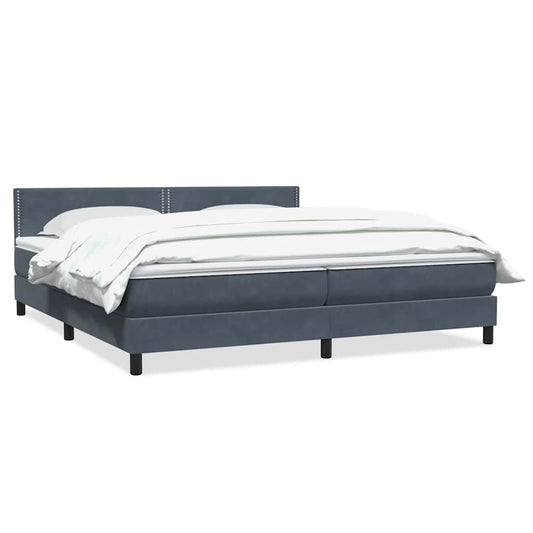 vidaXL Κρεβάτι Boxspring με Στρώμα Σκούρο Γκρι 180x210 εκ. Βελούδινο