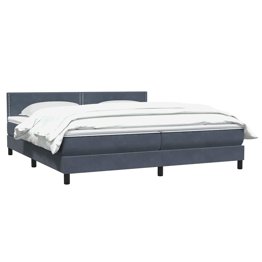 vidaXL Κρεβάτι Boxspring με Στρώμα Σκούρο Γκρι 180x210 εκ. Βελούδινο