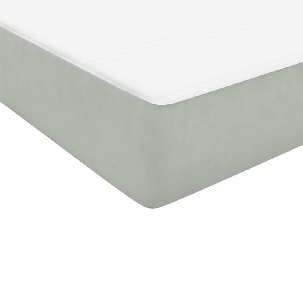 vidaXL Box Spring κρεβάτι με στρώμα ανοιχτό γκρι 90x220 εκ. Βελούδινο