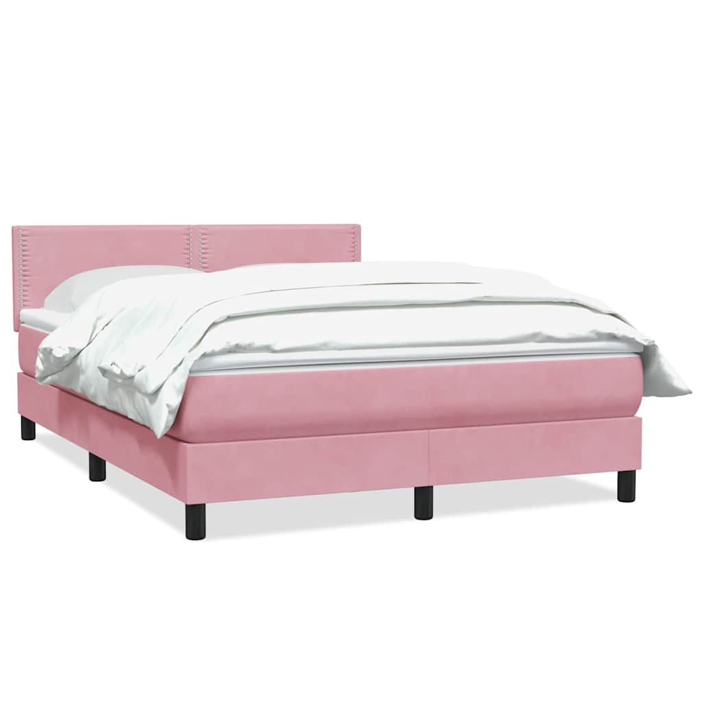 vidaXL Box Spring κρεβάτι με στρώμα ροζ 160x220 cm Βελούδινο