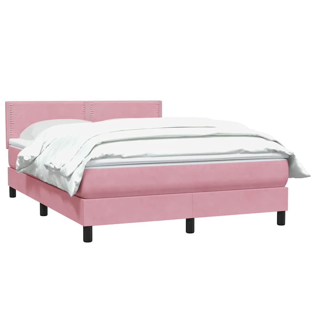vidaXL Box Spring κρεβάτι με στρώμα ροζ 160x220 cm Βελούδινο