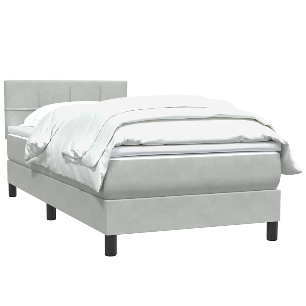 vidaXL Κρεβάτι Boxspring με Στρώμα Ανοιχτό Γκρι 80x210 εκ. Βελούδινο
