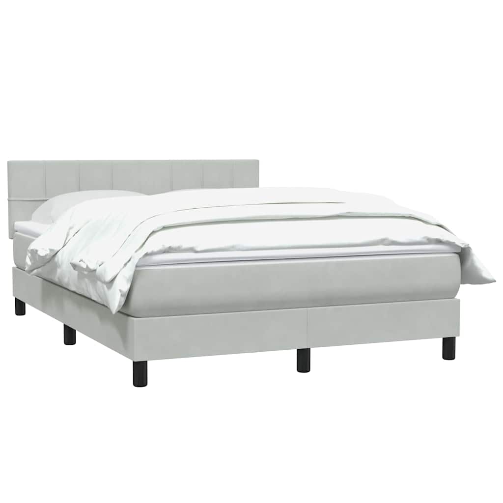 vidaXL Κρεβάτι Boxspring με Στρώμα Ανοιχτό Γκρι 160x210 εκ. Βελούδινο