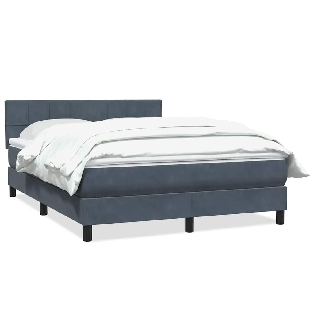 vidaXL Κρεβάτι Boxspring με Στρώμα Σκούρο Γκρι 160x210 εκ. Βελούδινο
