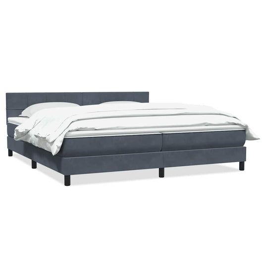 vidaXL Κρεβάτι Boxspring με Στρώμα Σκούρο Γκρι 180x210 εκ. Βελούδινο