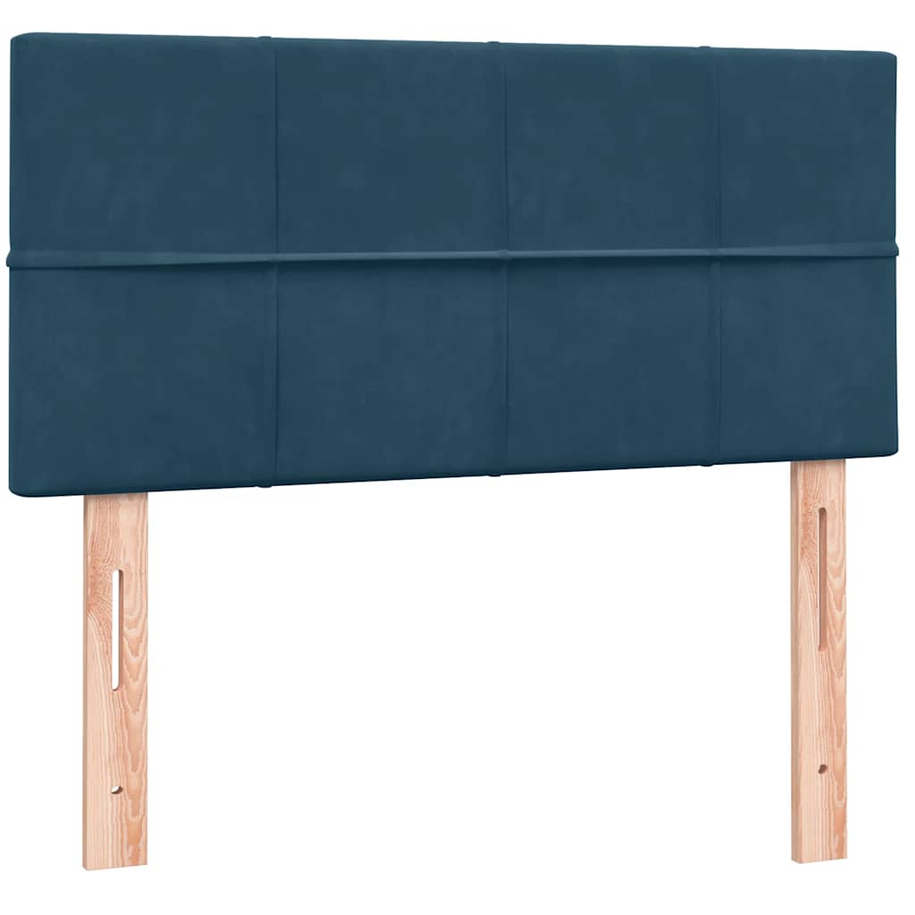 vidaXL Κρεβάτι Boxspring με Στρώμα Σκούρο Μπλε 80x220 εκ. Βελούδινο