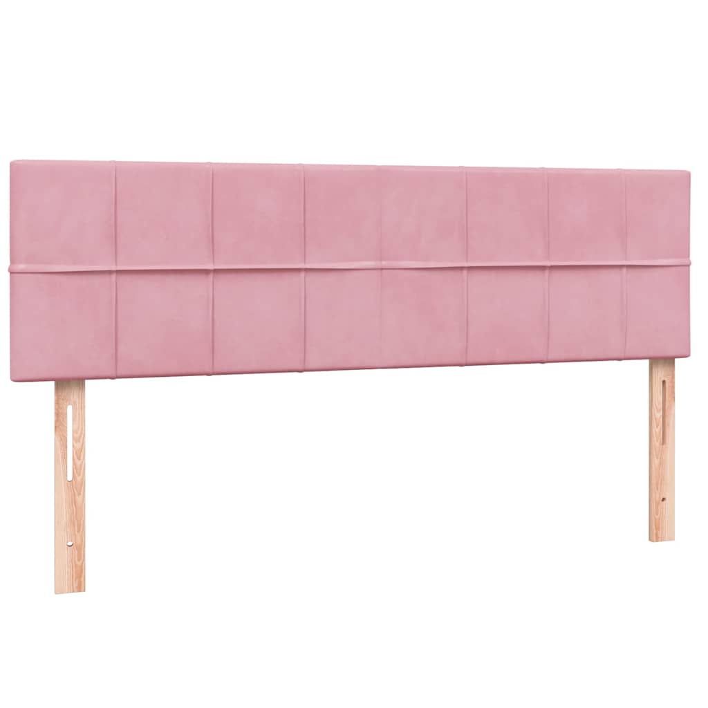 vidaXL Box Spring κρεβάτι με στρώμα ροζ 140x220 cm Βελούδινο