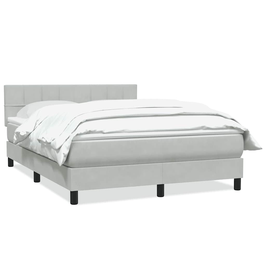 vidaXL Κρεβάτι Boxspring με Στρώμα Ανοιχτό Γκρι 160x220 εκ. Βελούδινο
