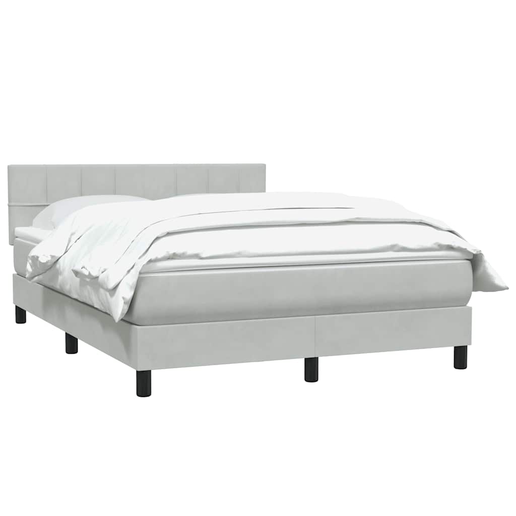 vidaXL Κρεβάτι Boxspring με Στρώμα Ανοιχτό Γκρι 160x220 εκ. Βελούδινο