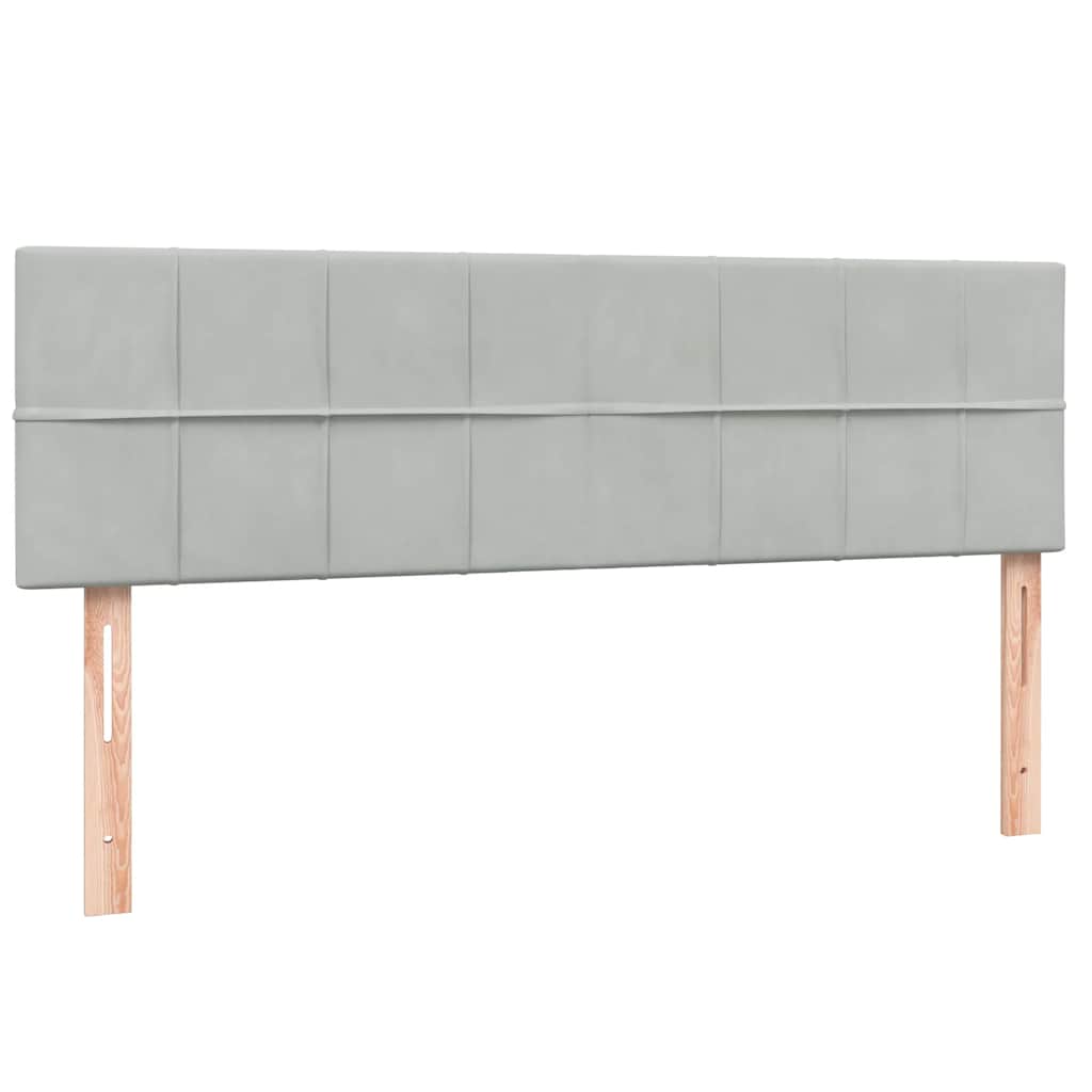 vidaXL Κρεβάτι Boxspring με Στρώμα Ανοιχτό Γκρι 160x220 εκ. Βελούδινο