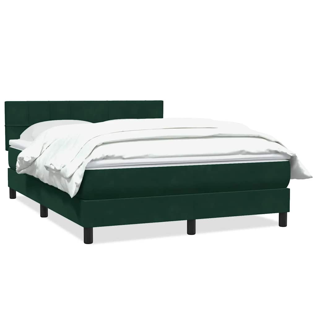vidaXL Box Spring κρεβάτι με στρώμα σκούρο πράσινο 160x220cm Βελούδινο