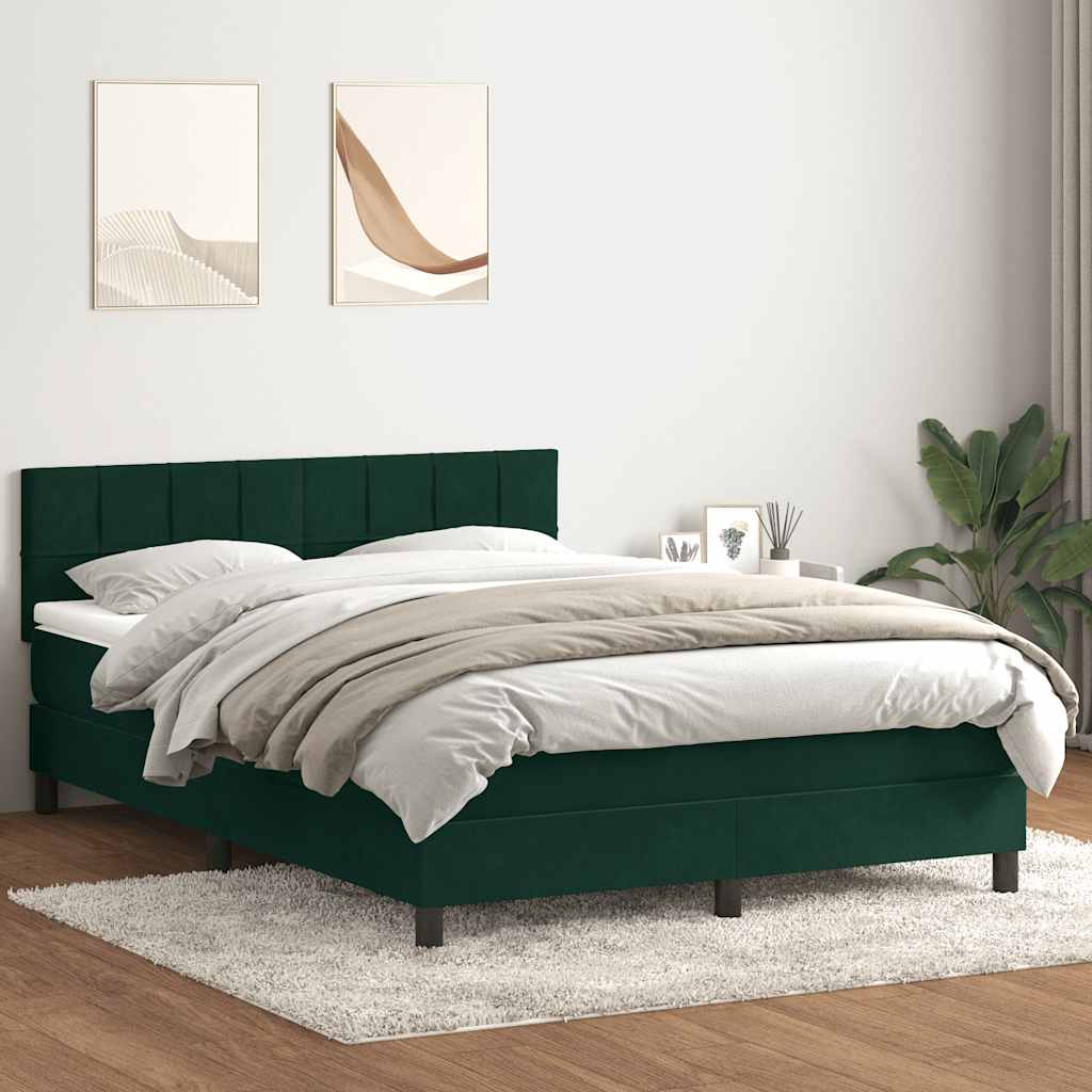 vidaXL Box Spring κρεβάτι με στρώμα σκούρο πράσινο 160x220cm Βελούδινο
