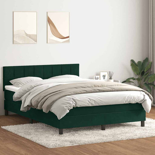 vidaXL Box Spring κρεβάτι με στρώμα σκούρο πράσινο 160x220cm Βελούδινο