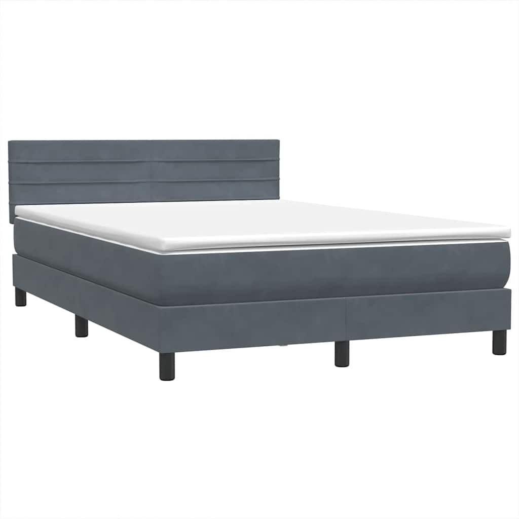 vidaXL Κρεβάτι Boxspring με Στρώμα Σκούρο Γκρι 160x210 εκ. Βελούδινο