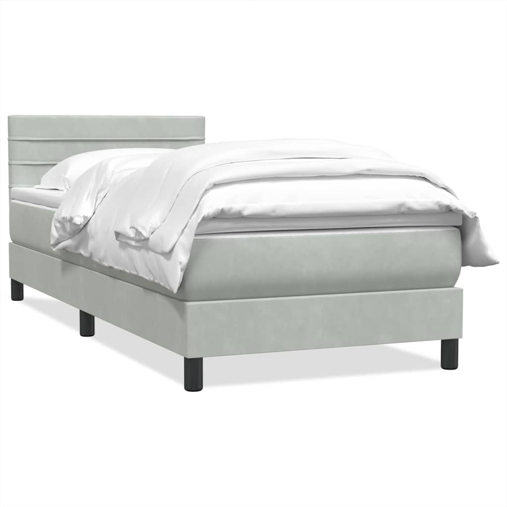 vidaXL Box Spring κρεβάτι με στρώμα ανοιχτό γκρι 80x220 cm Βελούδινο