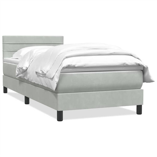 vidaXL Box Spring κρεβάτι με στρώμα ανοιχτό γκρι 80x220 cm Βελούδινο