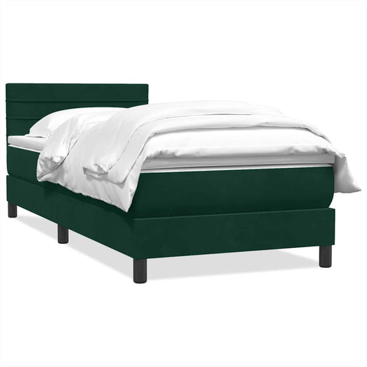 vidaXL Box Spring κρεβάτι με στρώμα σκούρο πράσινο 80x220εκ. Βελούδινο