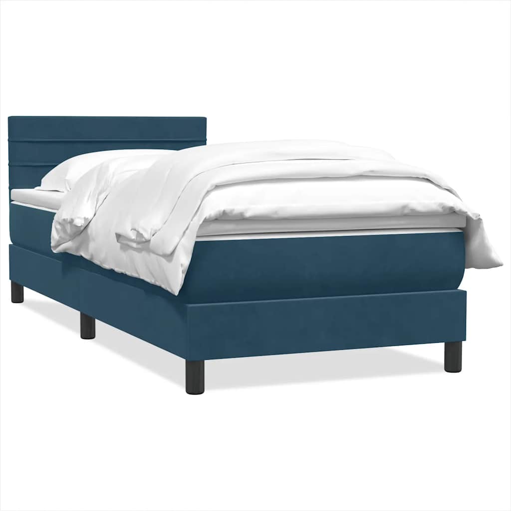 vidaXL Κρεβάτι Boxspring με Στρώμα Σκούρο Μπλε 80x220 εκ. Βελούδινο