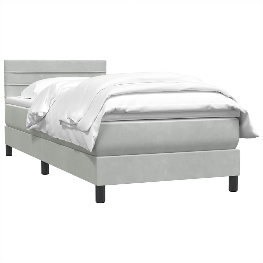 vidaXL Box Spring κρεβάτι με στρώμα ανοιχτό γκρι 90x220 εκ. Βελούδινο