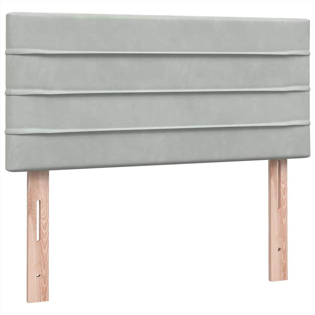 vidaXL Box Spring κρεβάτι με στρώμα ανοιχτό γκρι 90x220 εκ. Βελούδινο