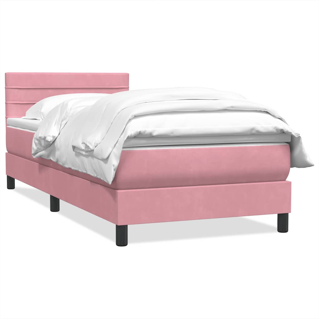 vidaXL Κρεβάτι Boxspring με Στρώμα Ροζ 90x220 εκ. Βελούδινο