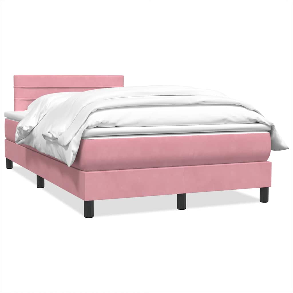 vidaXL Box Spring κρεβάτι με στρώμα ροζ 120x220 cm Βελούδινο