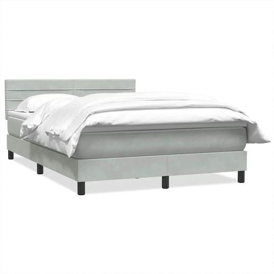 vidaXL Κρεβάτι Boxspring με Στρώμα Ανοιχτό Γκρι 160x220 εκ. Βελούδινο