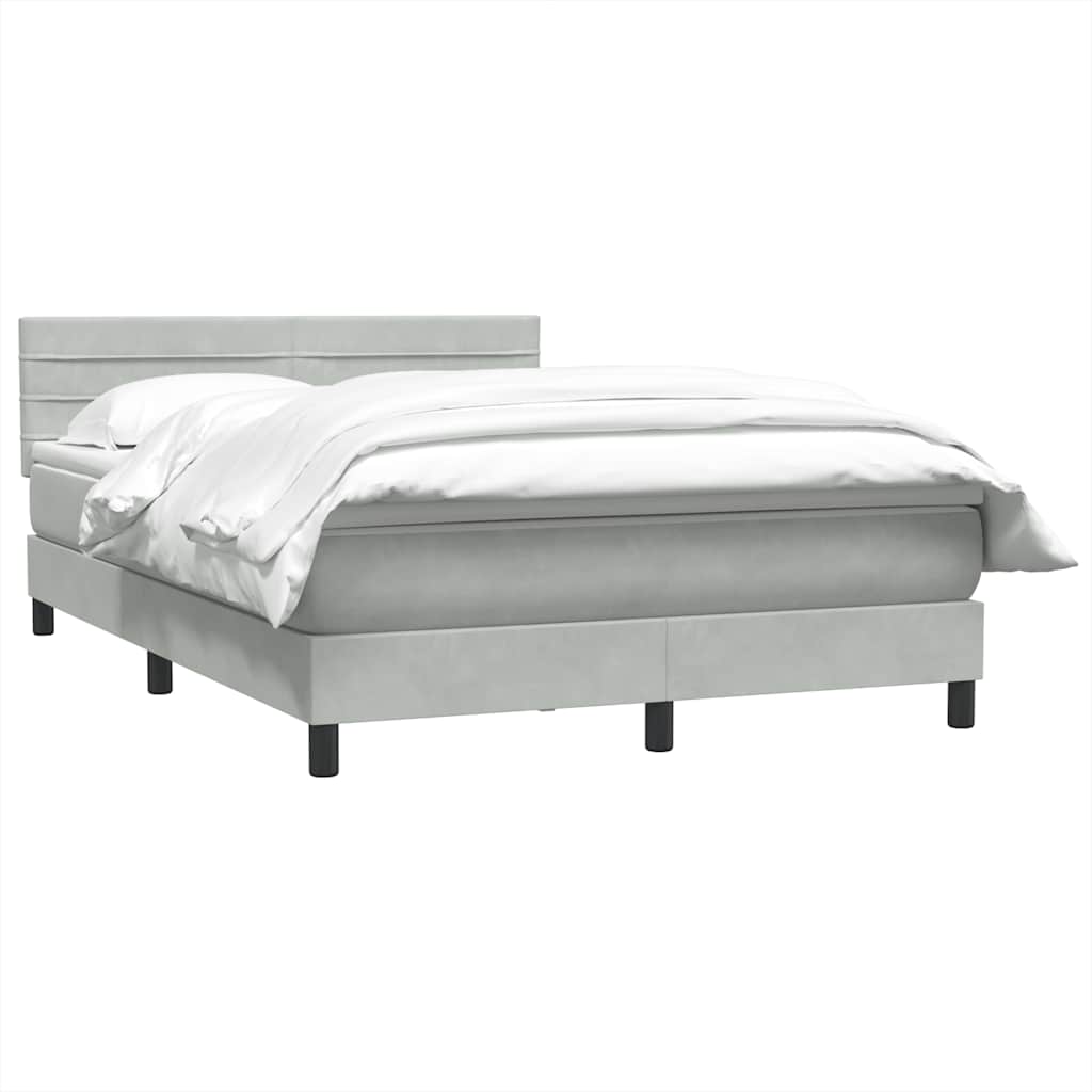 vidaXL Κρεβάτι Boxspring με Στρώμα Ανοιχτό Γκρι 160x220 εκ. Βελούδινο