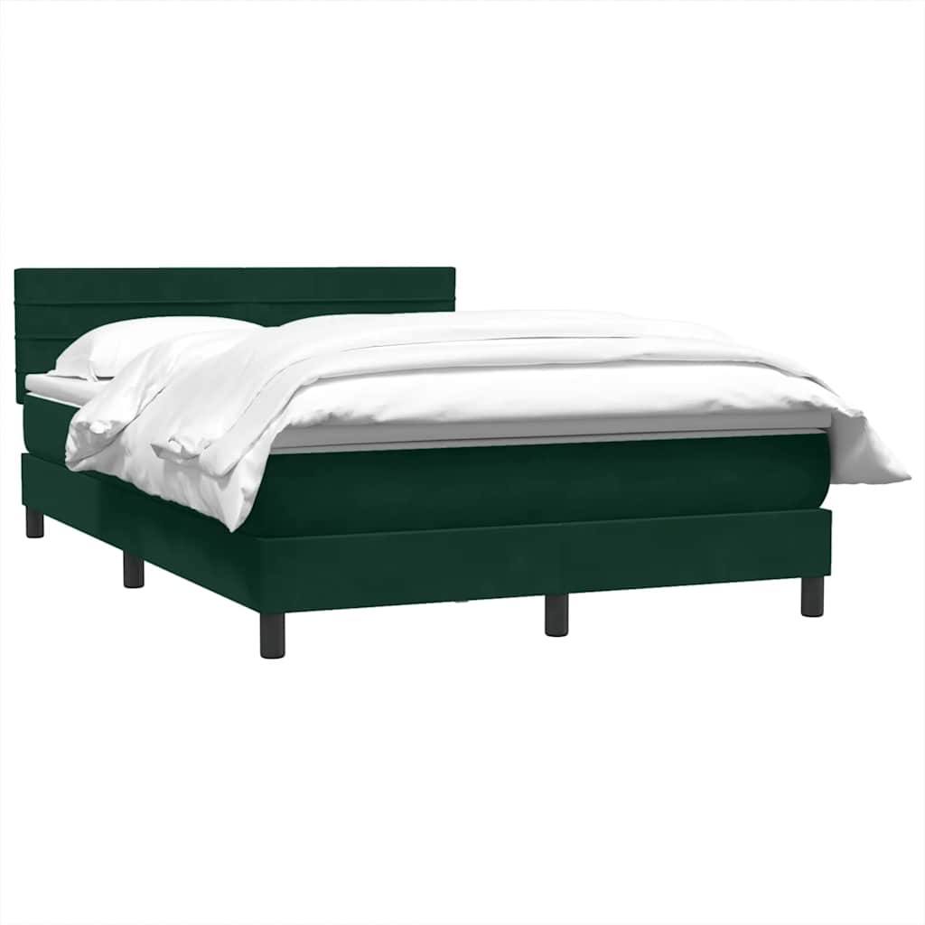 vidaXL Box Spring κρεβάτι με στρώμα σκούρο πράσινο 160x220cm Βελούδινο