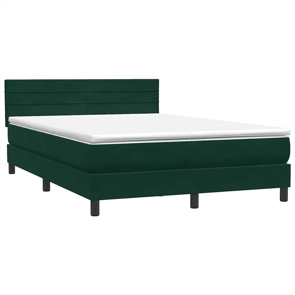 vidaXL Box Spring κρεβάτι με στρώμα σκούρο πράσινο 160x220cm Βελούδινο