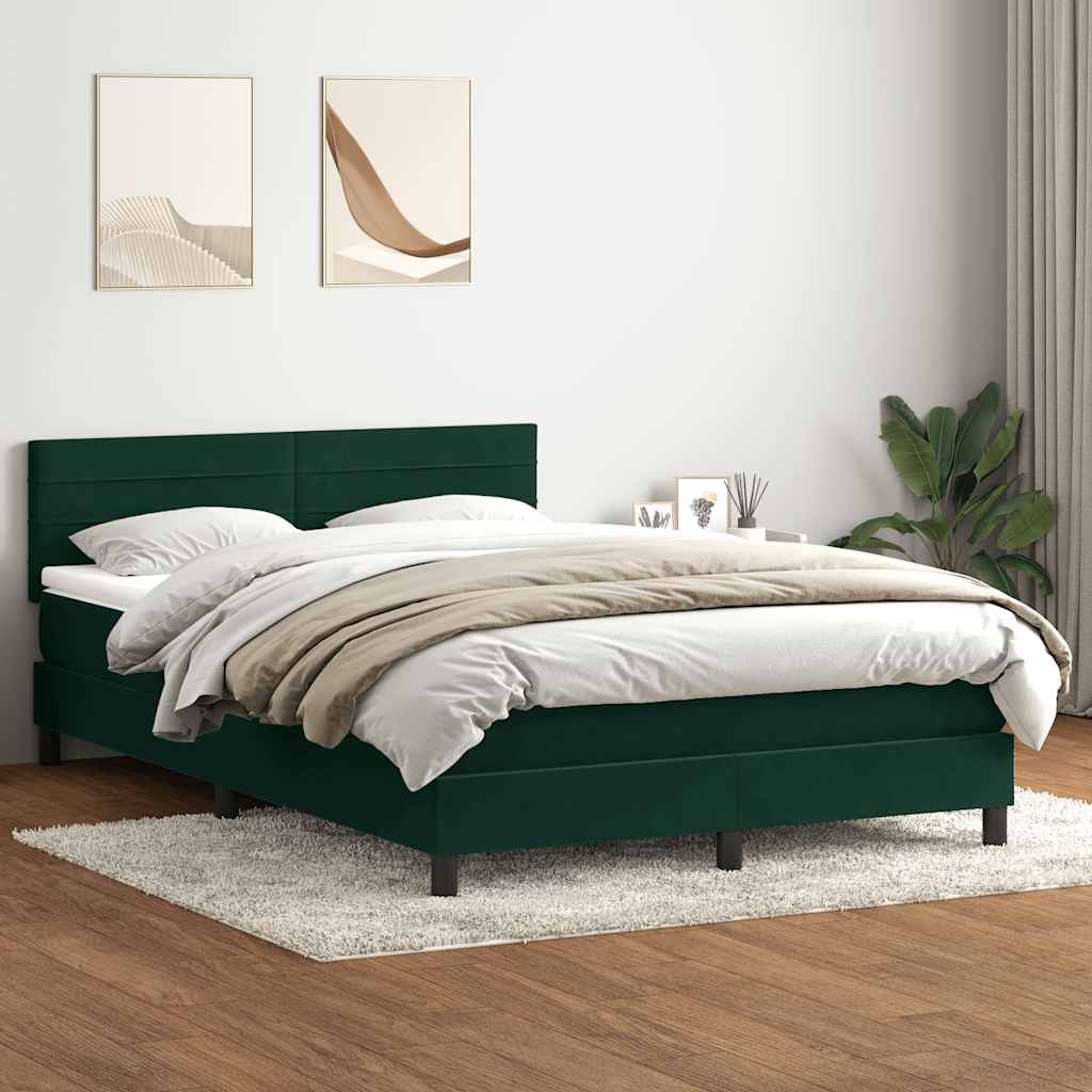 vidaXL Box Spring κρεβάτι με στρώμα σκούρο πράσινο 160x220cm Βελούδινο