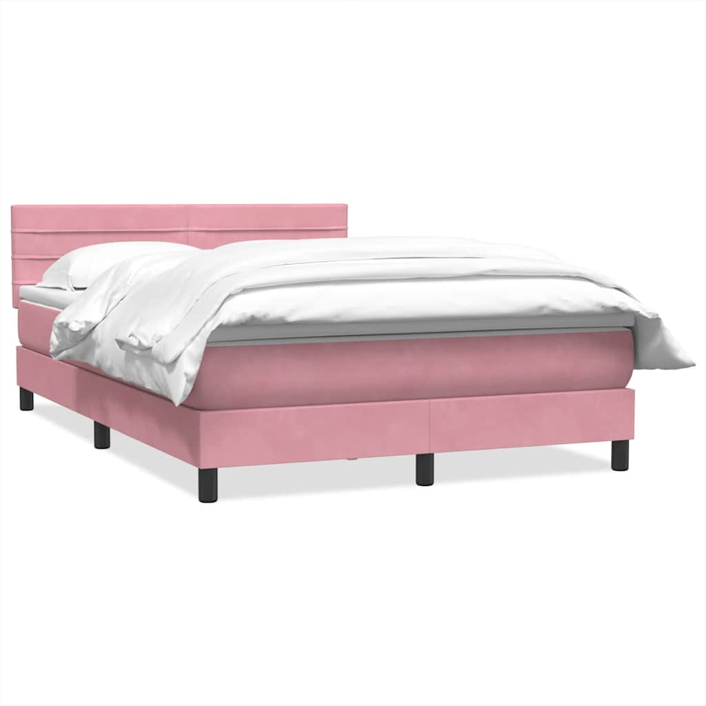 vidaXL Box Spring κρεβάτι με στρώμα ροζ 160x220 cm Βελούδινο