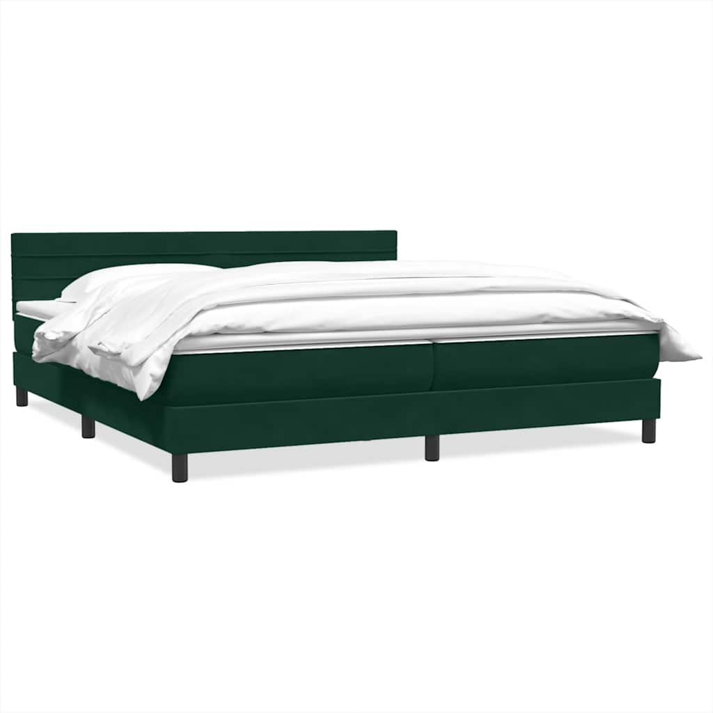 vidaXL Box Spring κρεβάτι με στρώμα σκούρο πράσινο 180x220cm Βελούδινο