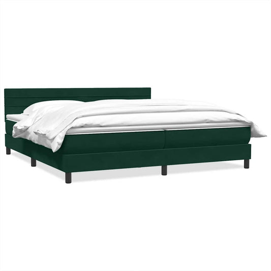 vidaXL Box Spring κρεβάτι με στρώμα σκούρο πράσινο 180x220cm Βελούδινο