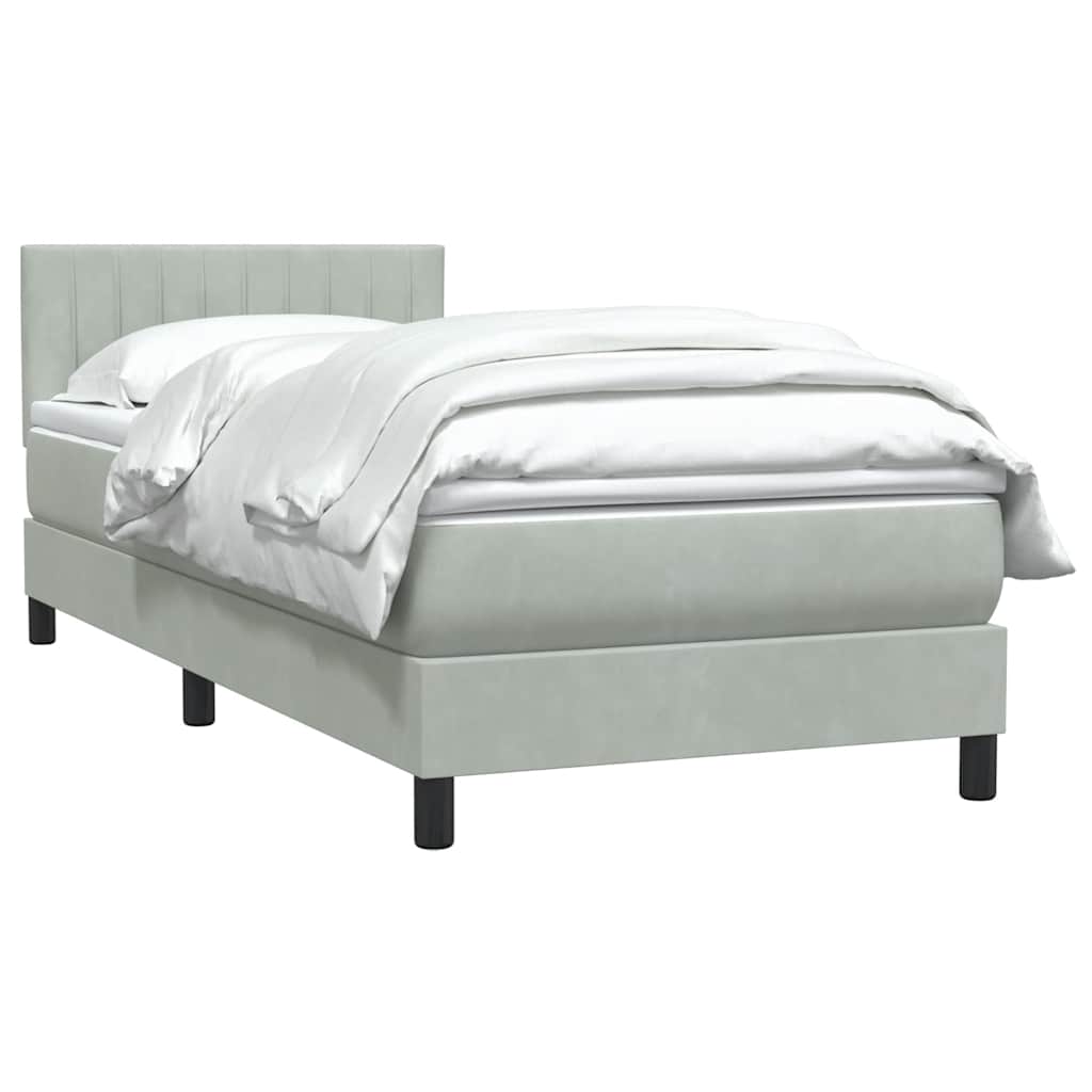 vidaXL Κρεβάτι Boxspring με Στρώμα Ανοιχτό Γκρι 80x210 εκ. Βελούδινο