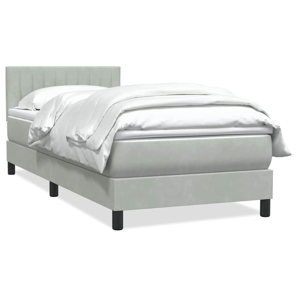 vidaXL Κρεβάτι Boxspring με Στρώμα Ανοιχτό Γκρι 80x210 εκ. Βελούδινο