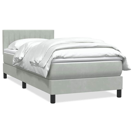 vidaXL Κρεβάτι Boxspring με Στρώμα Ανοιχτό Γκρι 80x210 εκ. Βελούδινο