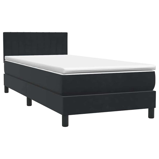 vidaXL Box Spring Κρεβάτι με στρώμα Μαύρο 80x210 εκ. Βελούδινο