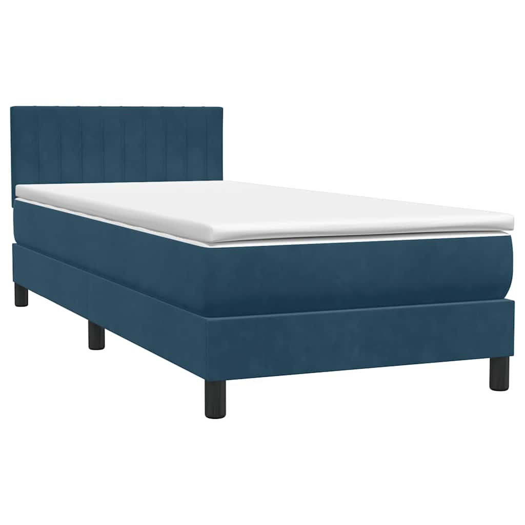 vidaXL Box Spring κρεβάτι με στρώμα σκούρο μπλε 80x210 εκ. Βελούδινο