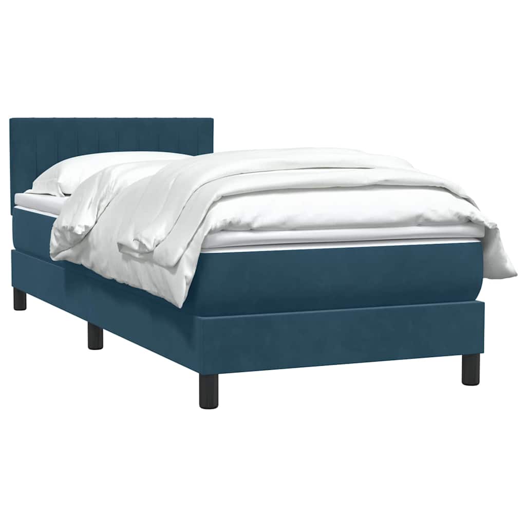 vidaXL Box Spring κρεβάτι με στρώμα σκούρο μπλε 80x210 εκ. Βελούδινο