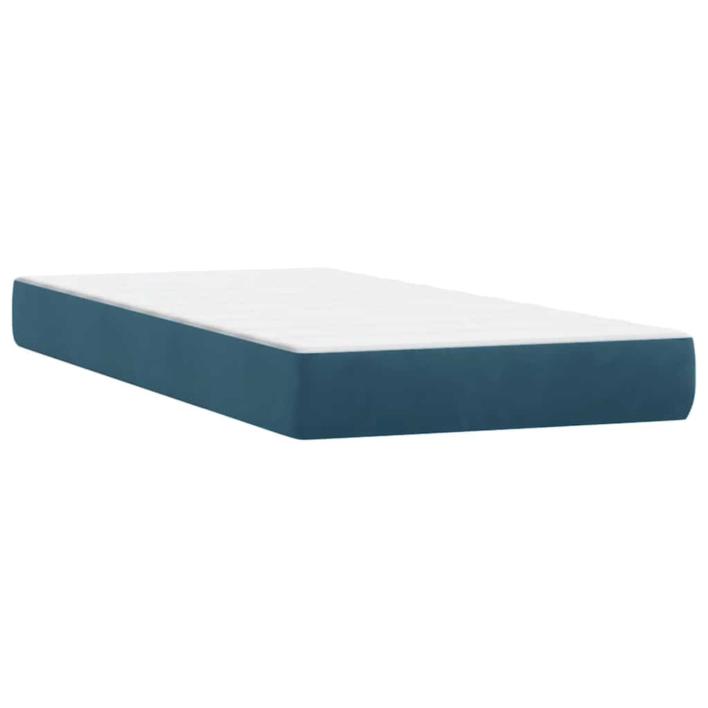 vidaXL Box Spring κρεβάτι με στρώμα σκούρο μπλε 80x210 εκ. Βελούδινο