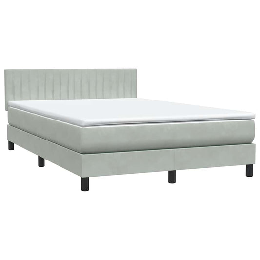 vidaXL Κρεβάτι Boxspring με Στρώμα Ανοιχτό Γκρι 160x210 εκ. Βελούδινο