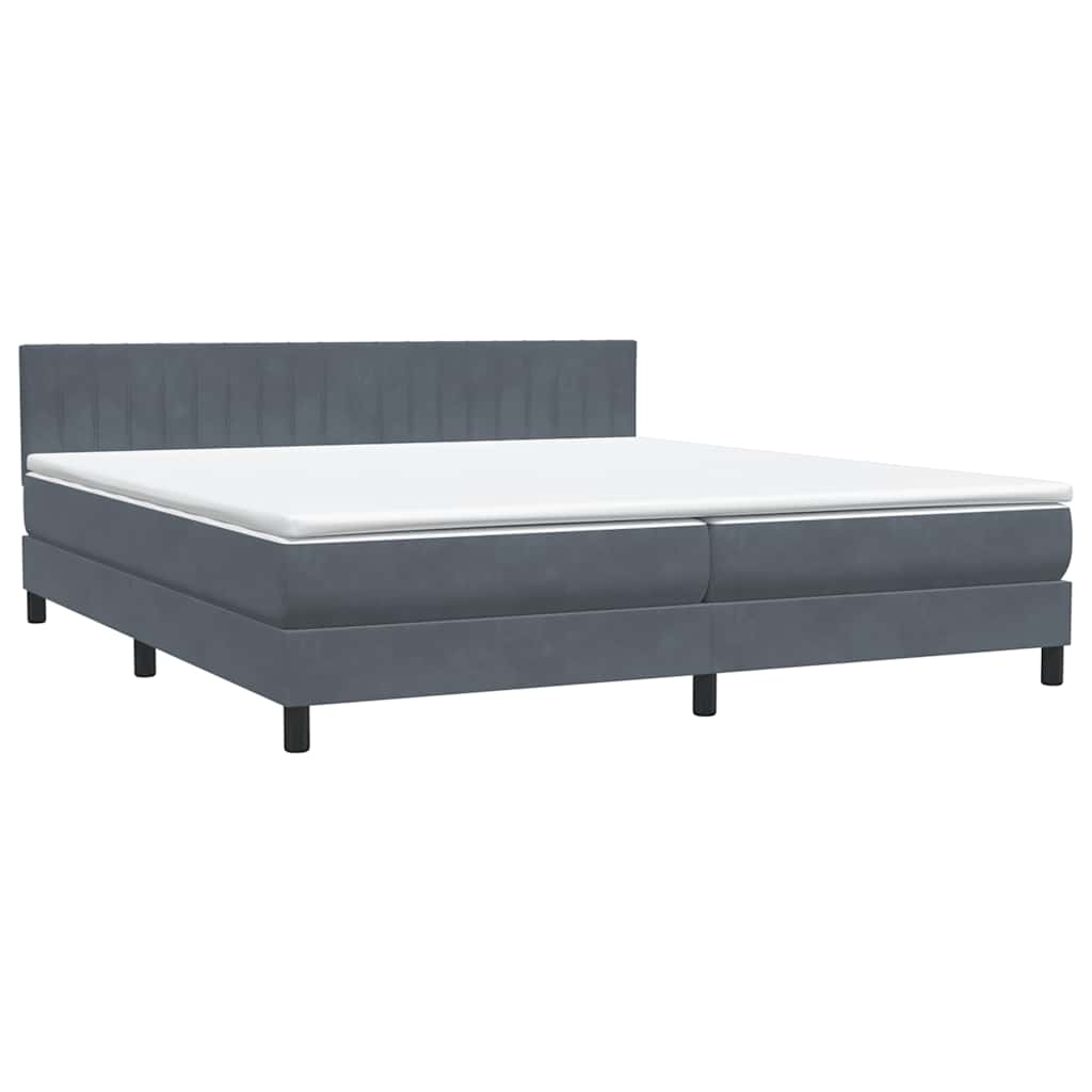 vidaXL Κρεβάτι Boxspring με Στρώμα Σκούρο Γκρι 180x210 εκ. Βελούδινο